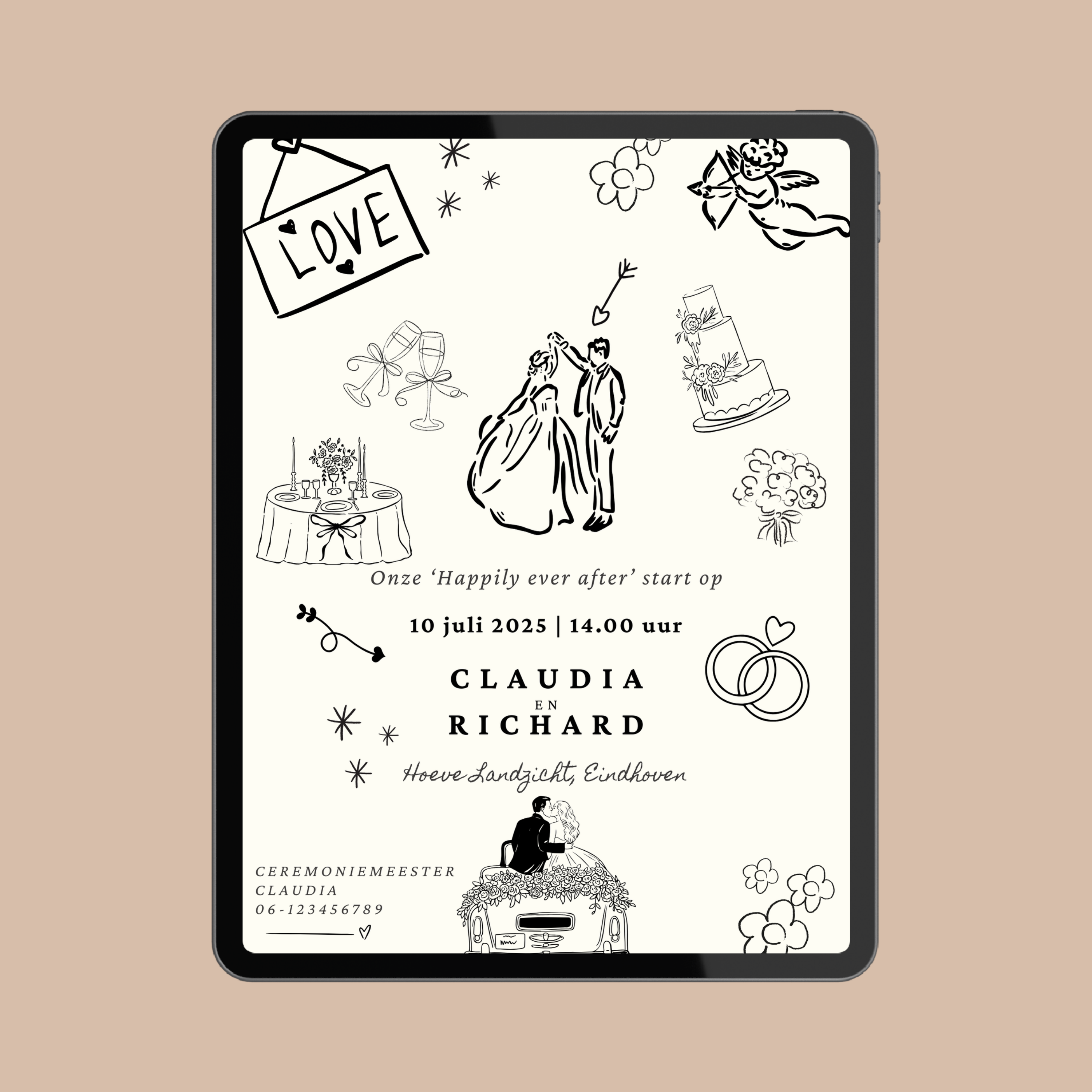 Digitale Trouwkaart Doodle