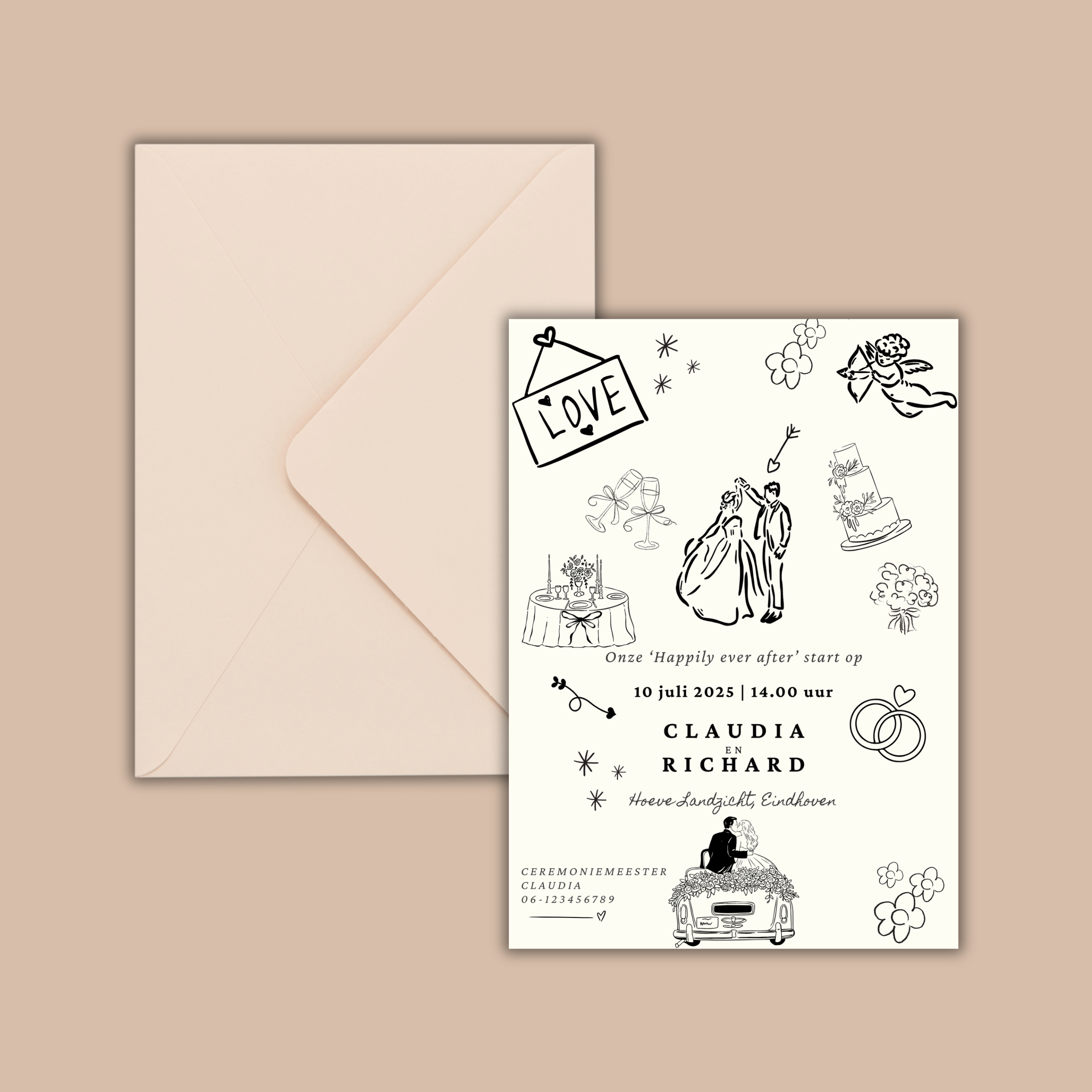 Digitale Trouwkaart Doodle