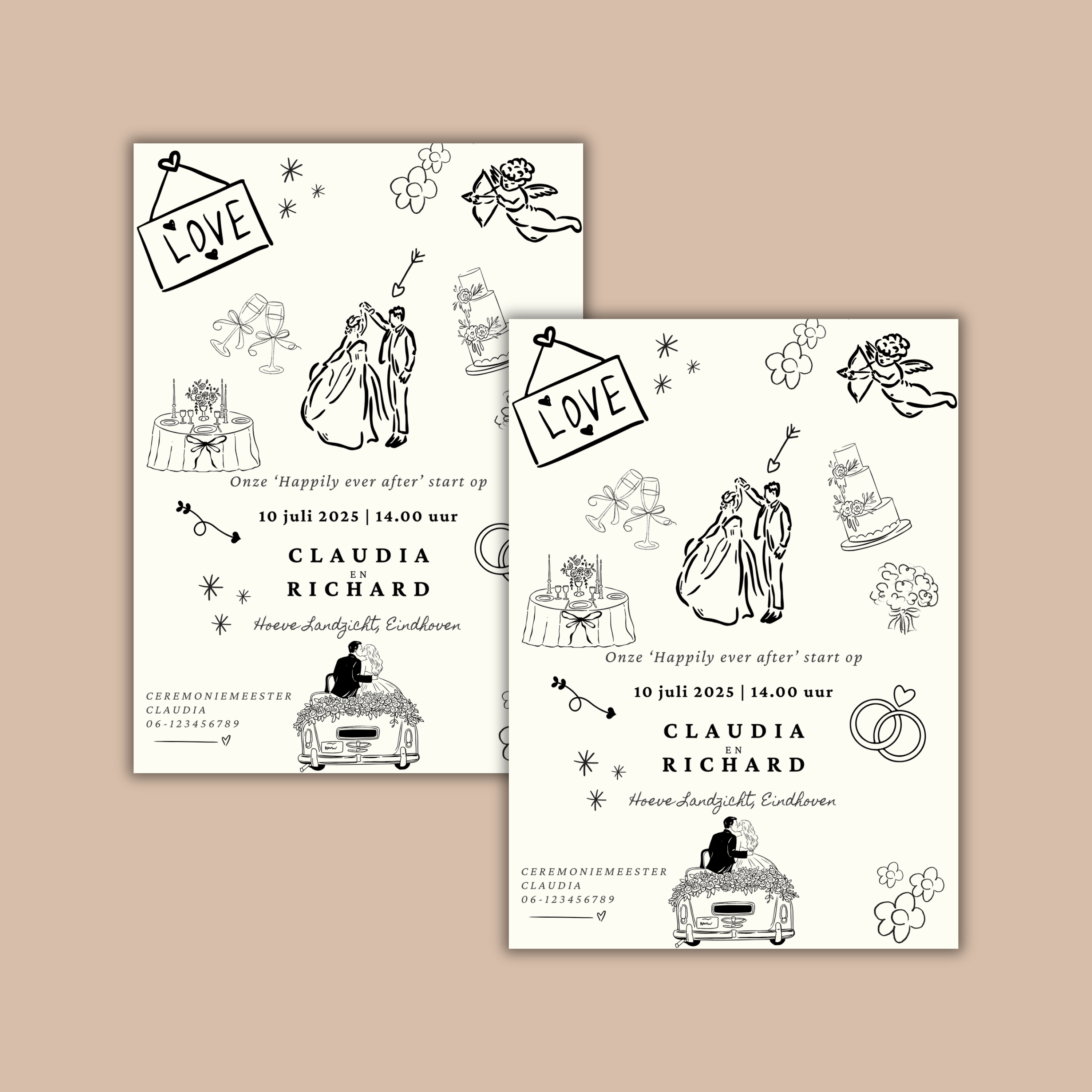 Digitale Trouwkaart Doodle