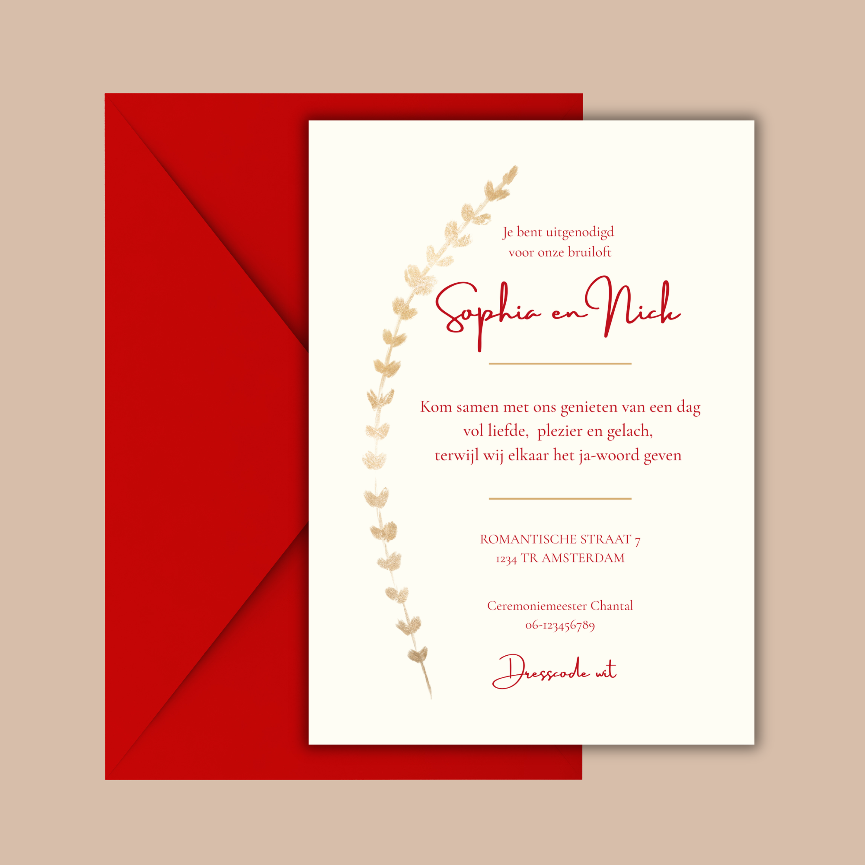 Digitale Trouwkaart met Hartjes Slinger