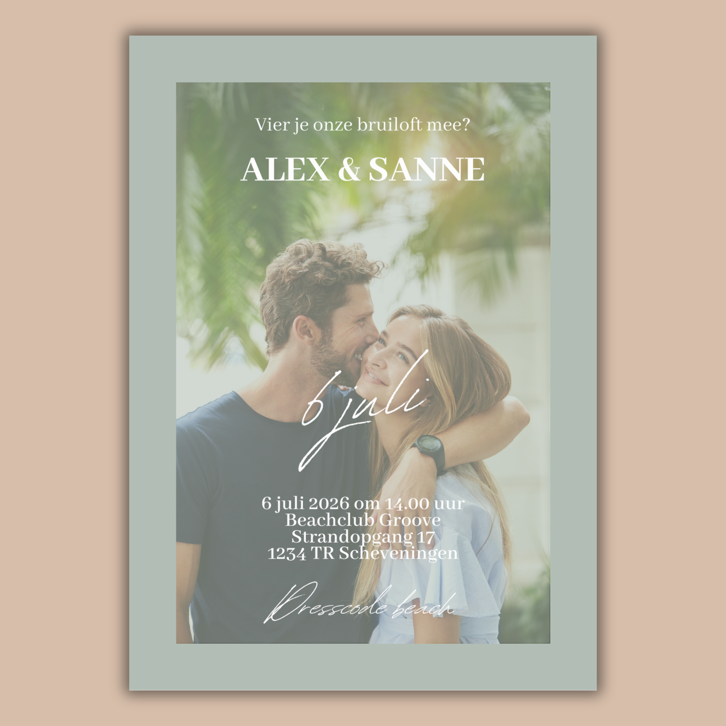 Trouwkaart Olijfgroen & Foto