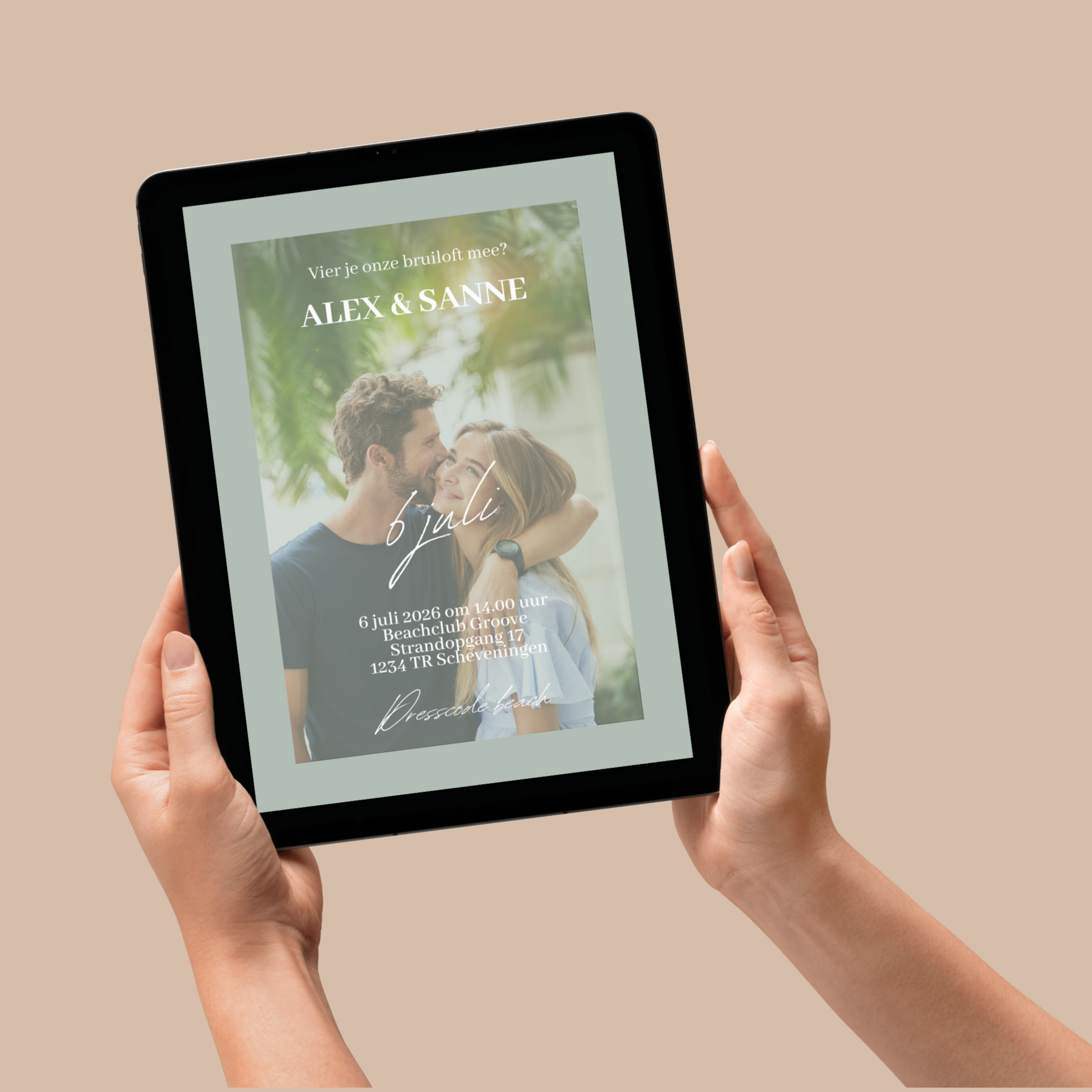 Trouwkaart Olijfgroen & Foto