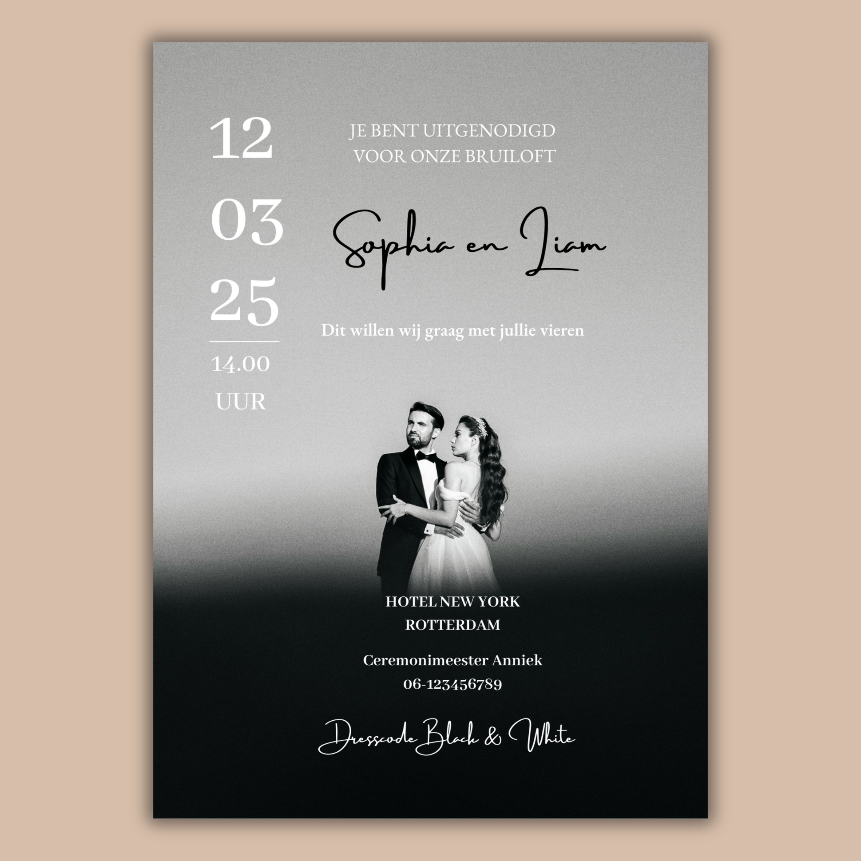 Trouwkaart Zwart Wit