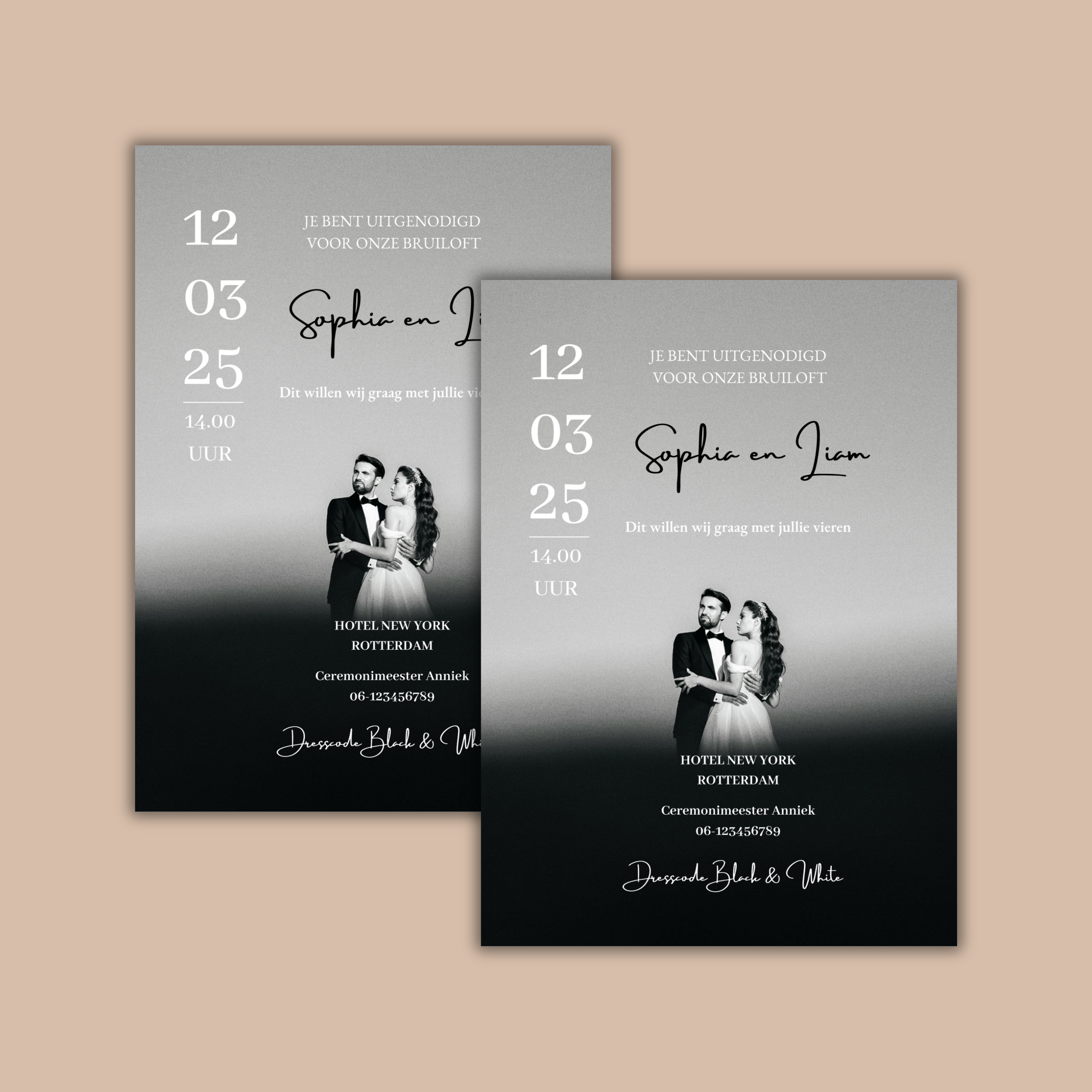 Trouwkaart Zwart Wit
