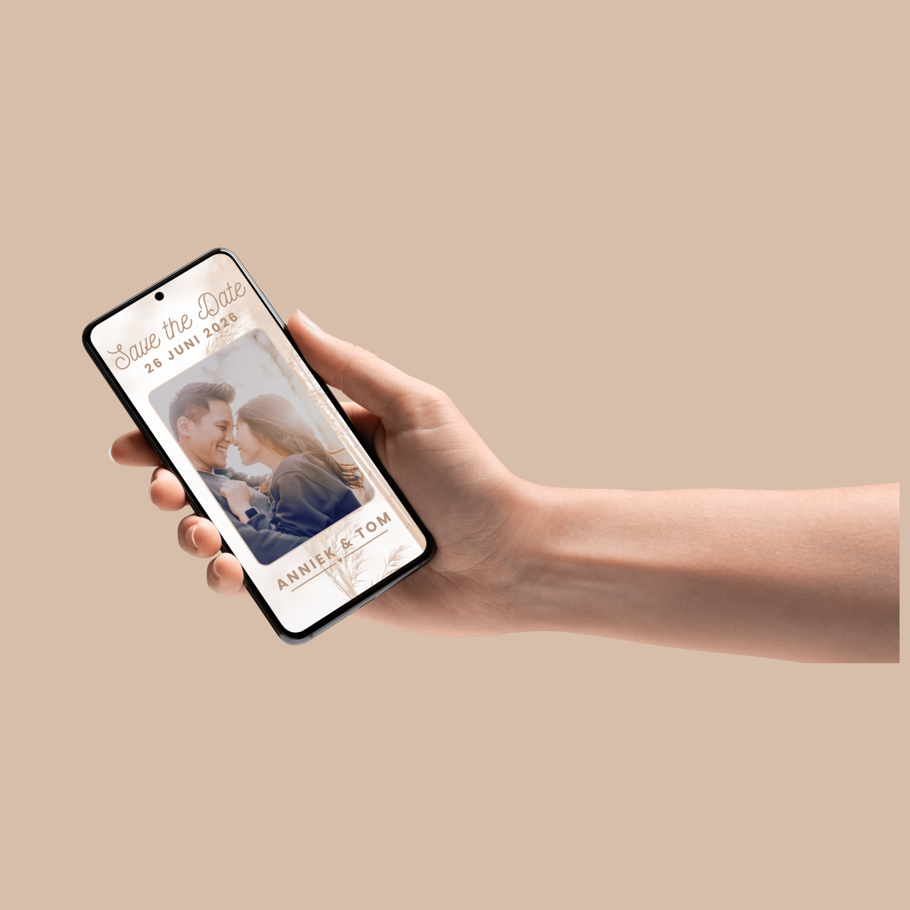 Boho trouwkaart met animatie, save the date sjabloon