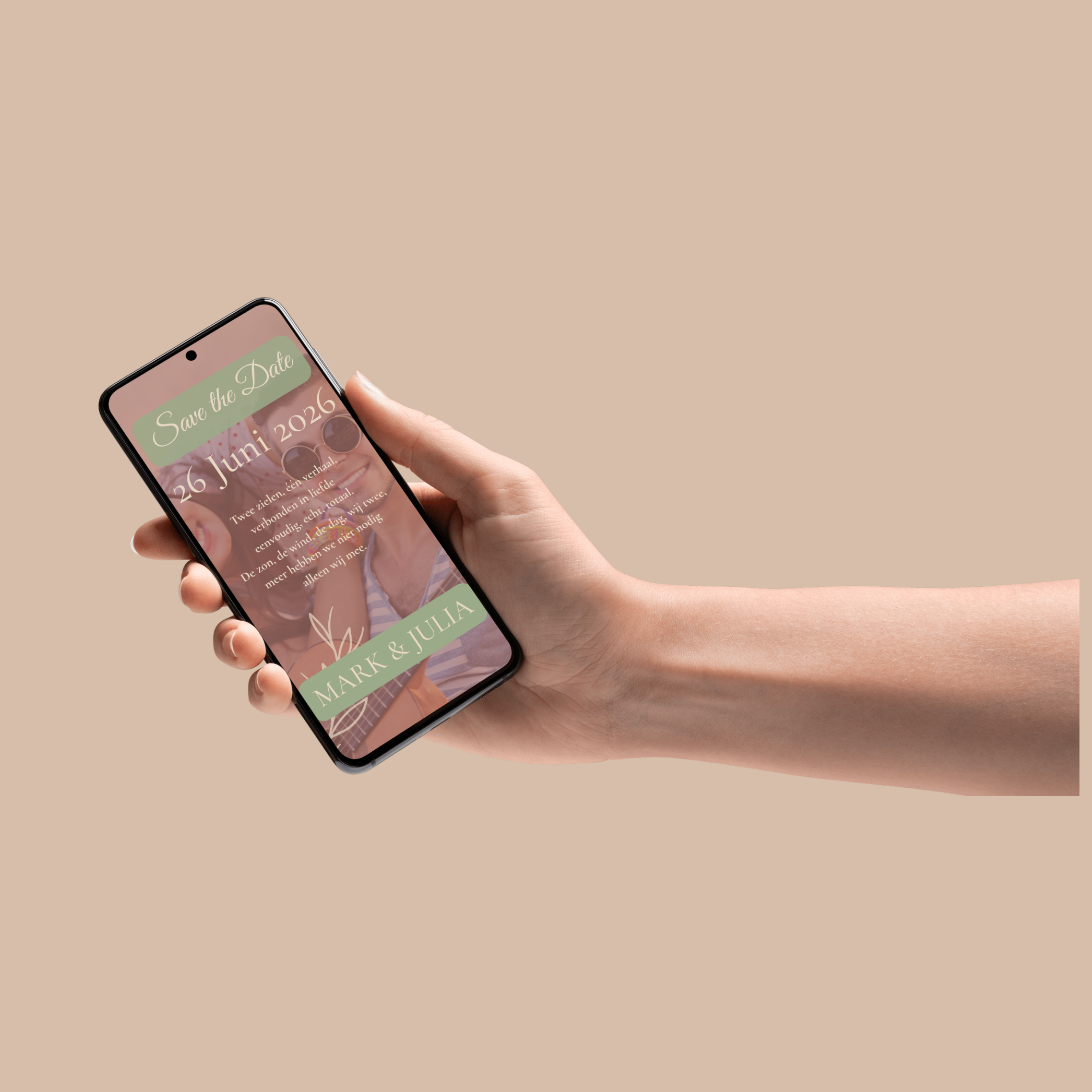 Save the date kaart in Canva, boho ontwerp met romantische uitstraling