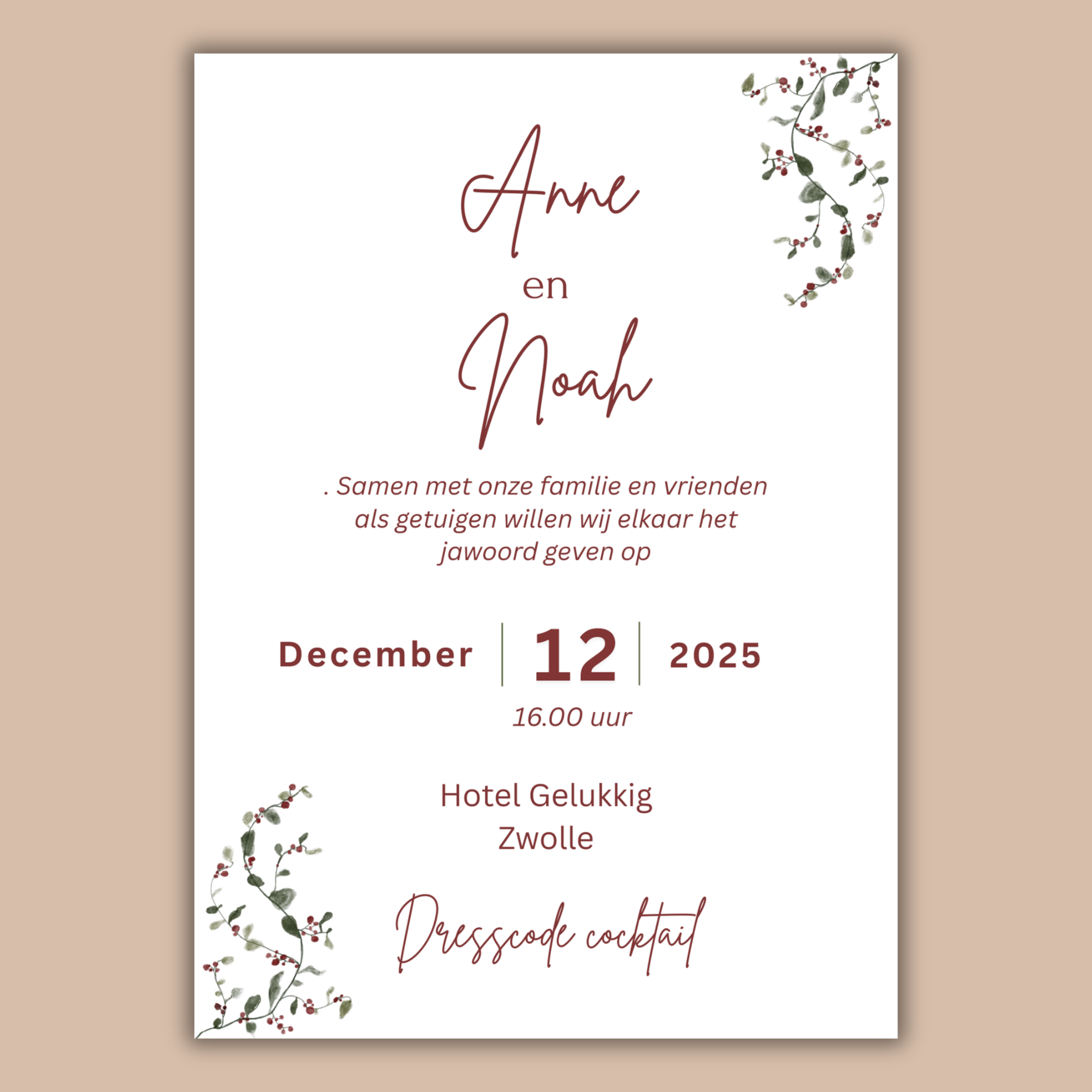 Digitale Trouwkaart met Kersttakjes