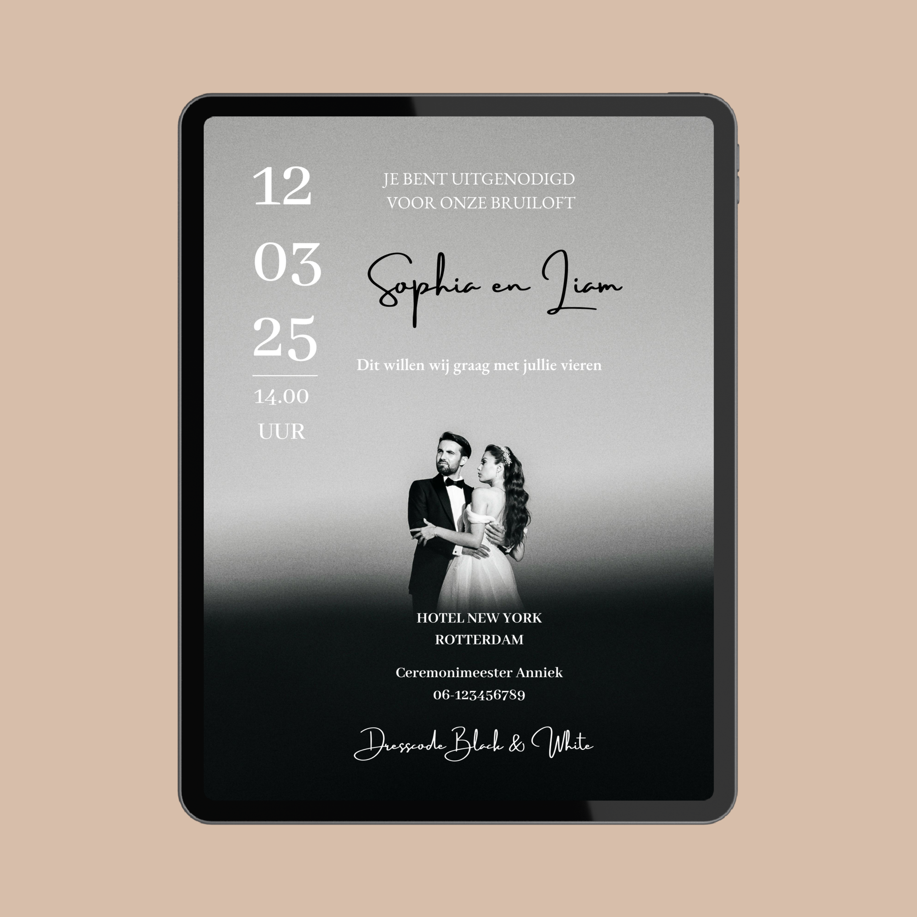 Trouwkaart Zwart Wit