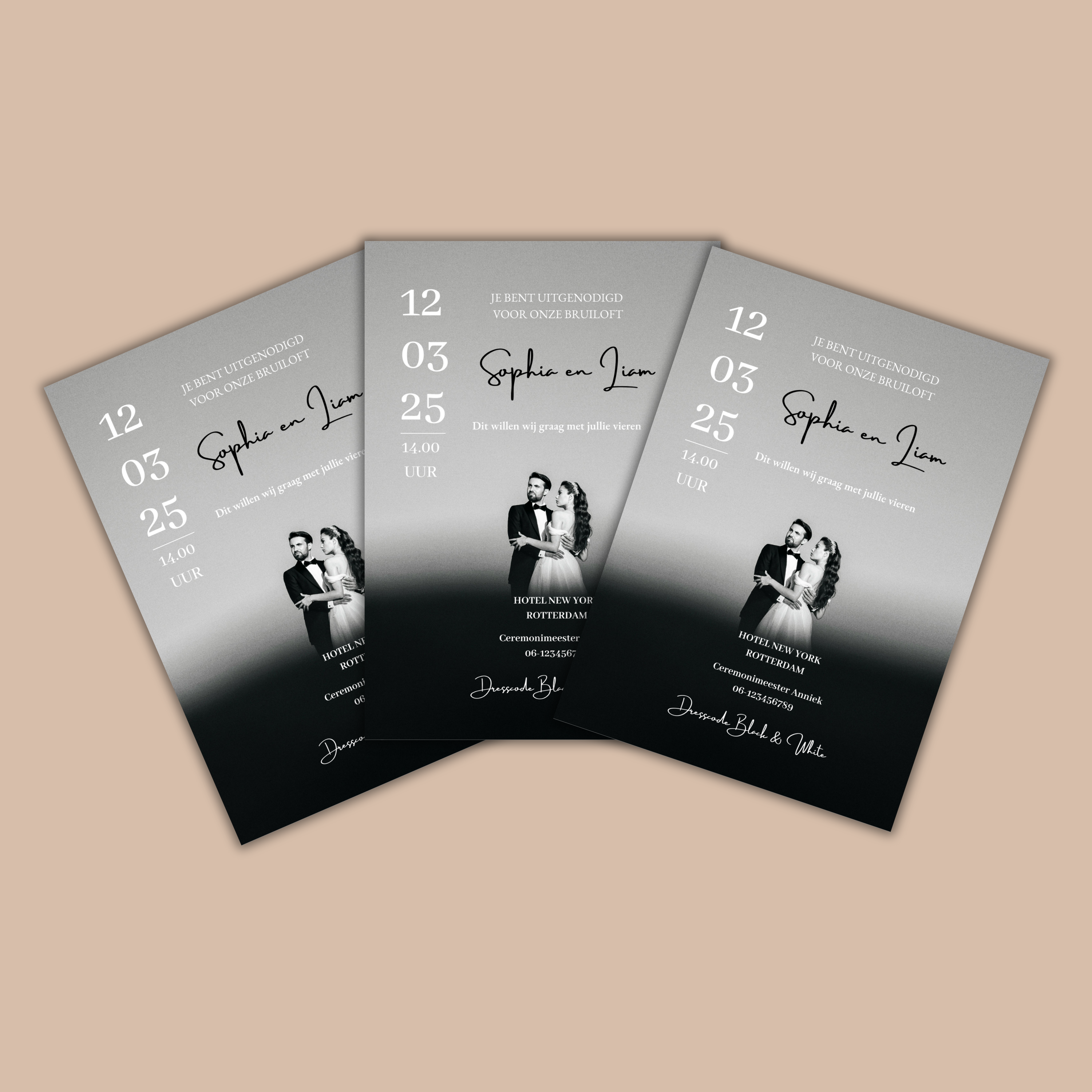 Trouwkaart Zwart Wit