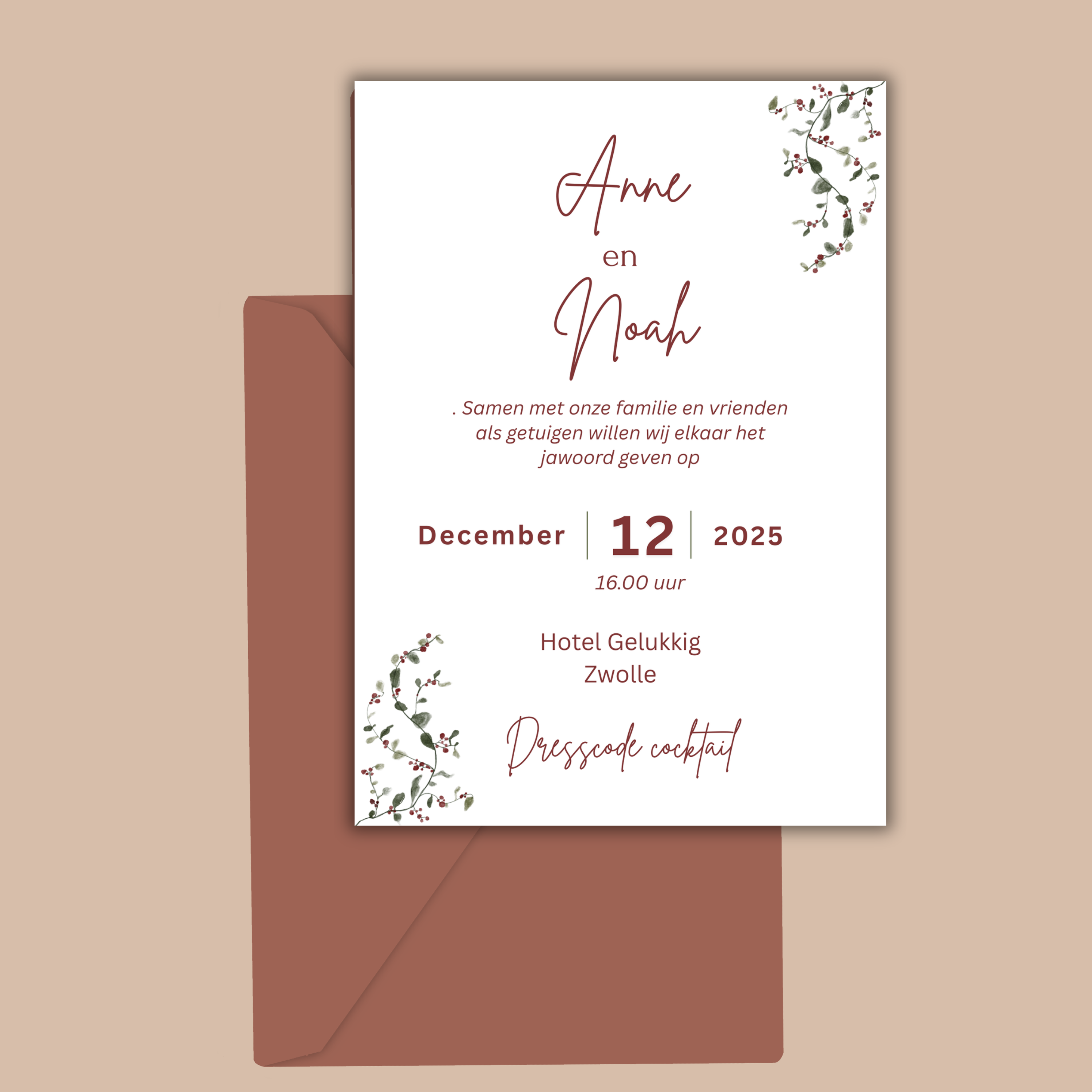 Digitale Trouwkaart met Kersttakjes  met kersttakjes ontwerp