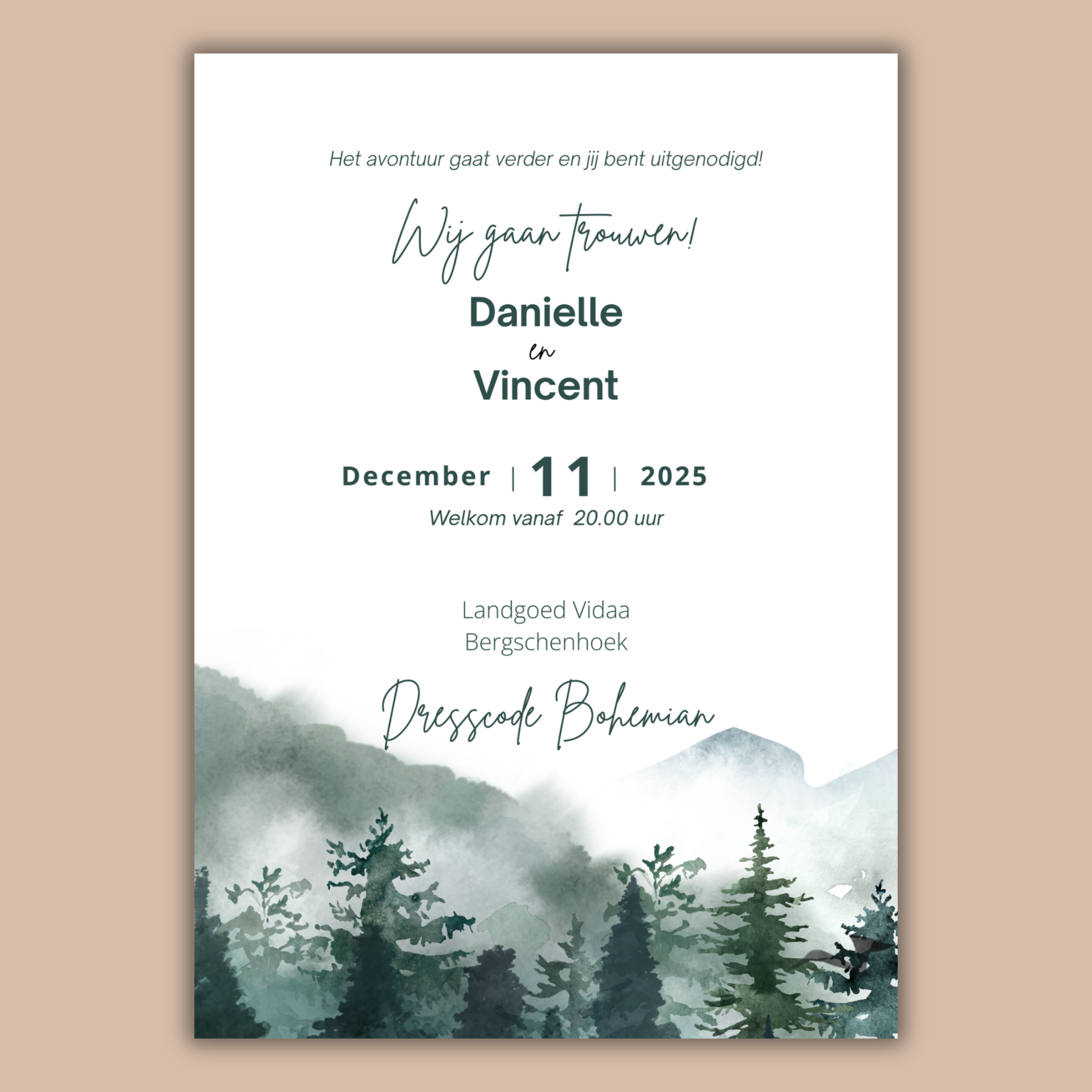 Digitale Trouwkaart  Bomen & Bergen