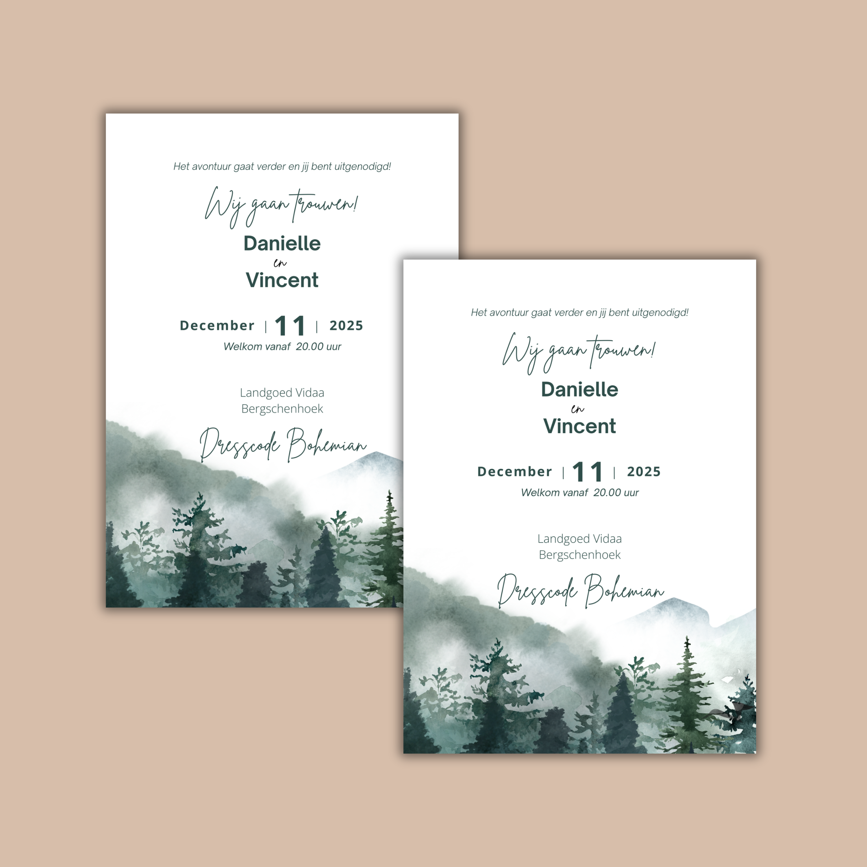 Digitale Trouwkaart  Bomen & Bergen
