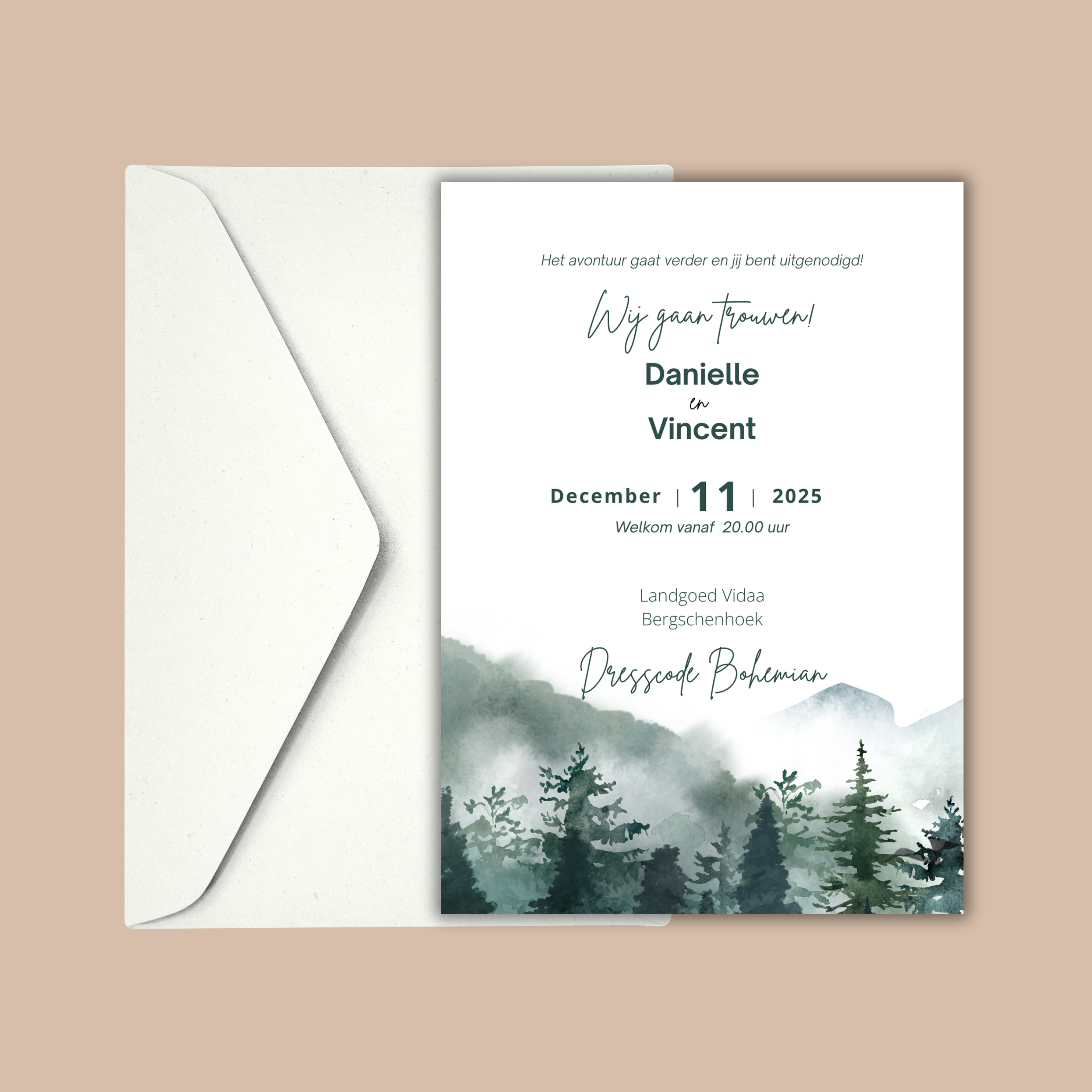 Digitale Trouwkaart  Bomen & Bergen