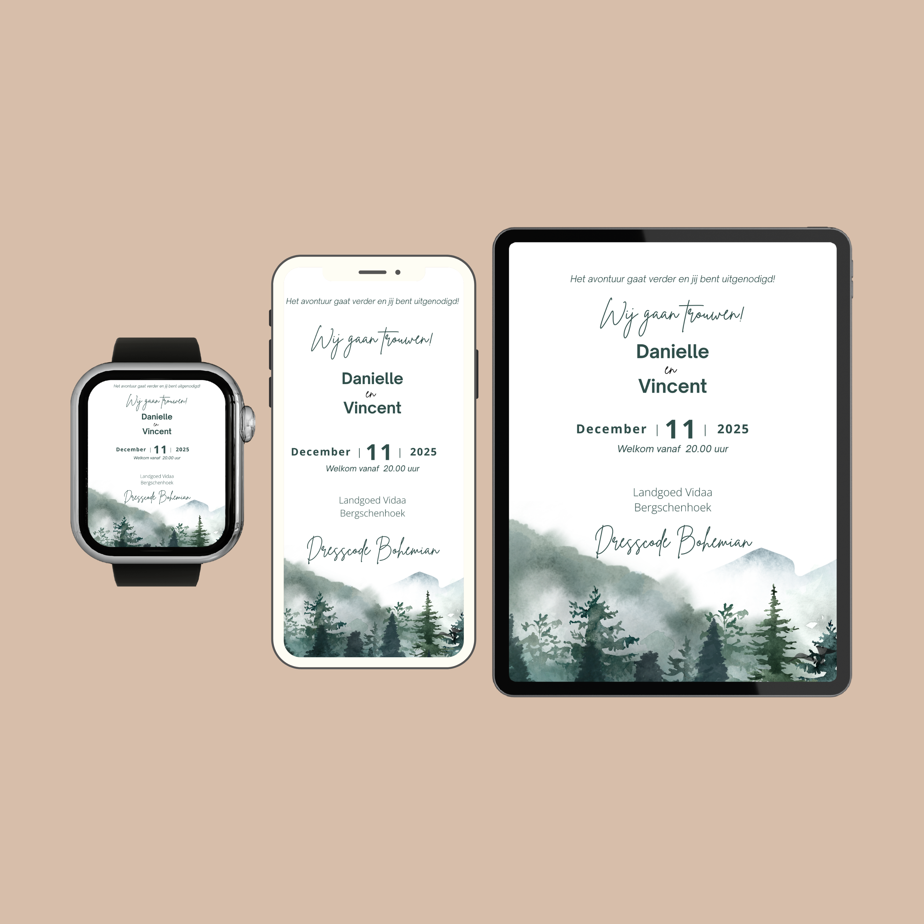 Digitale Trouwkaart  Bomen & Bergen