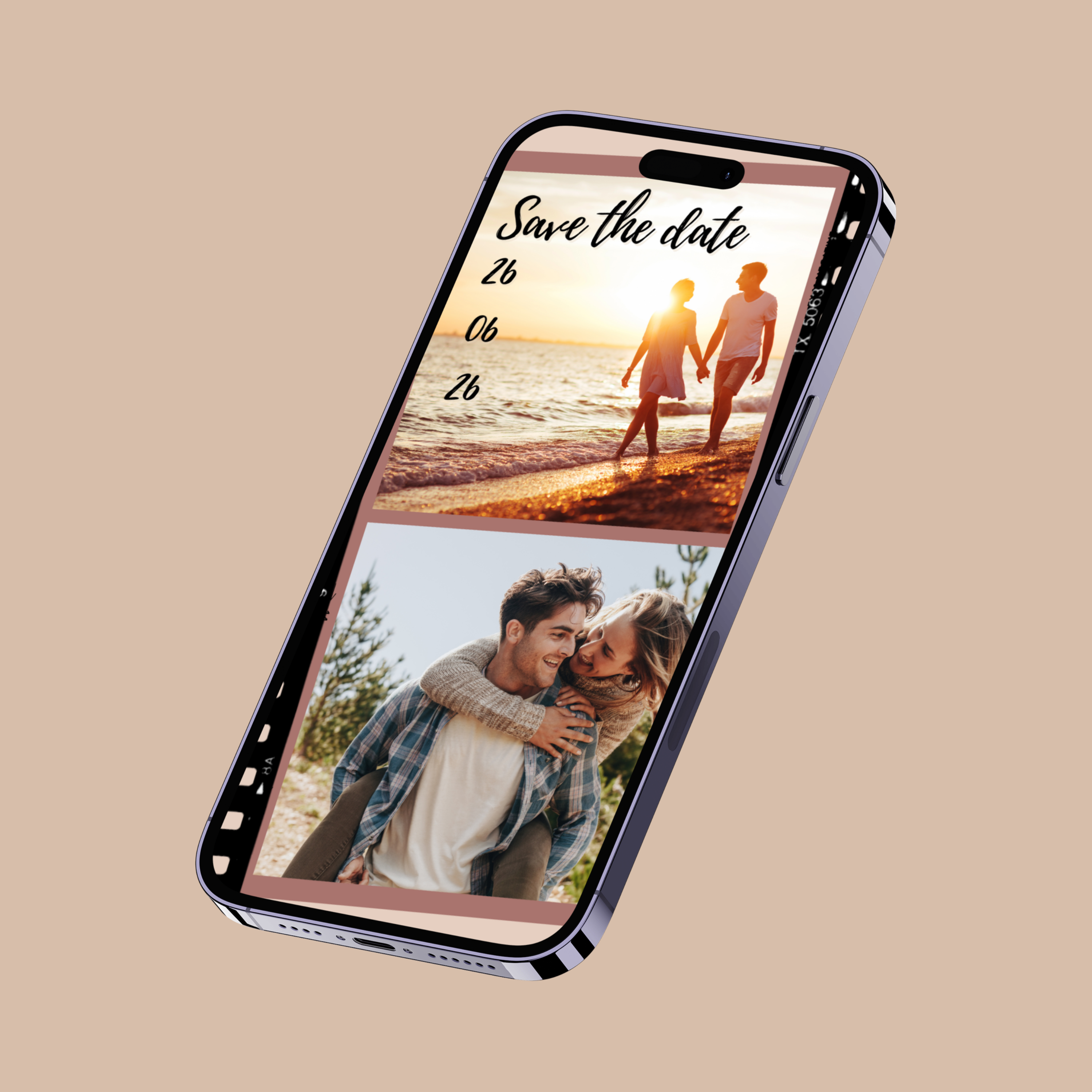 Geanimeerde Save the Date video,  met personaliseerbare tekst en visuals