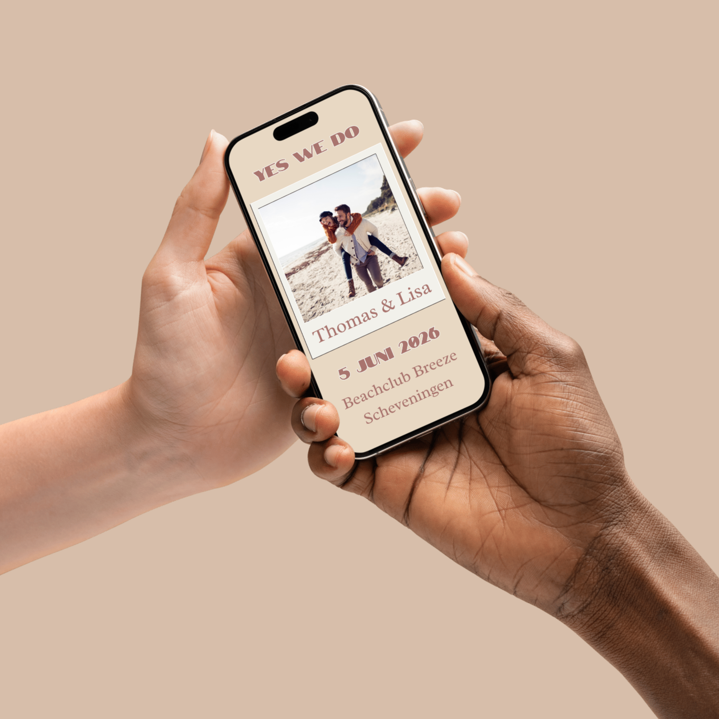 Yes We Do trouwkaart, moderne save the date met subtiele beweging