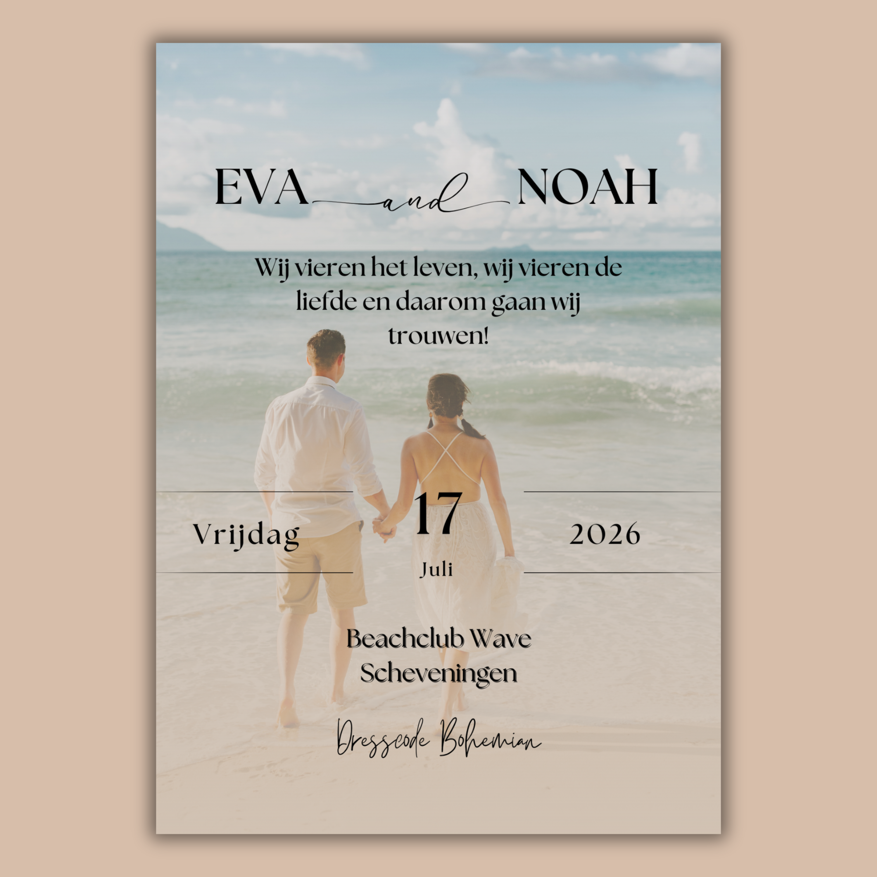 Digitale Trouwkaart Beach