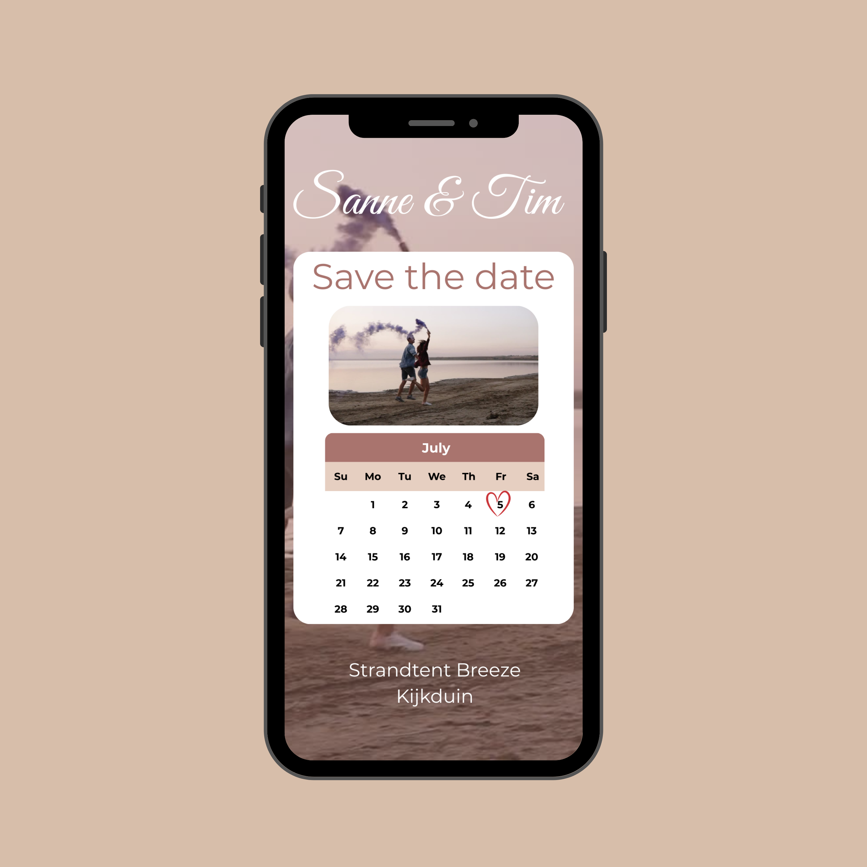 Save the Date Kaart, Digitale Boho Stijl met Kalender & Video