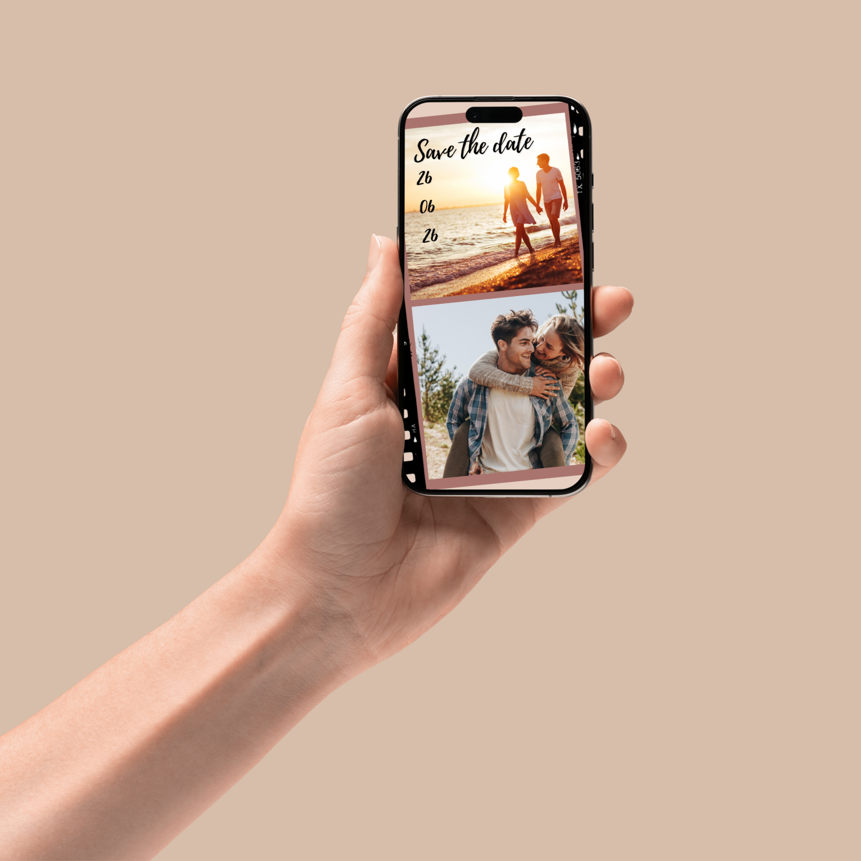 Save the Date video,  met voorbeeldvisuals en aanpasbare details