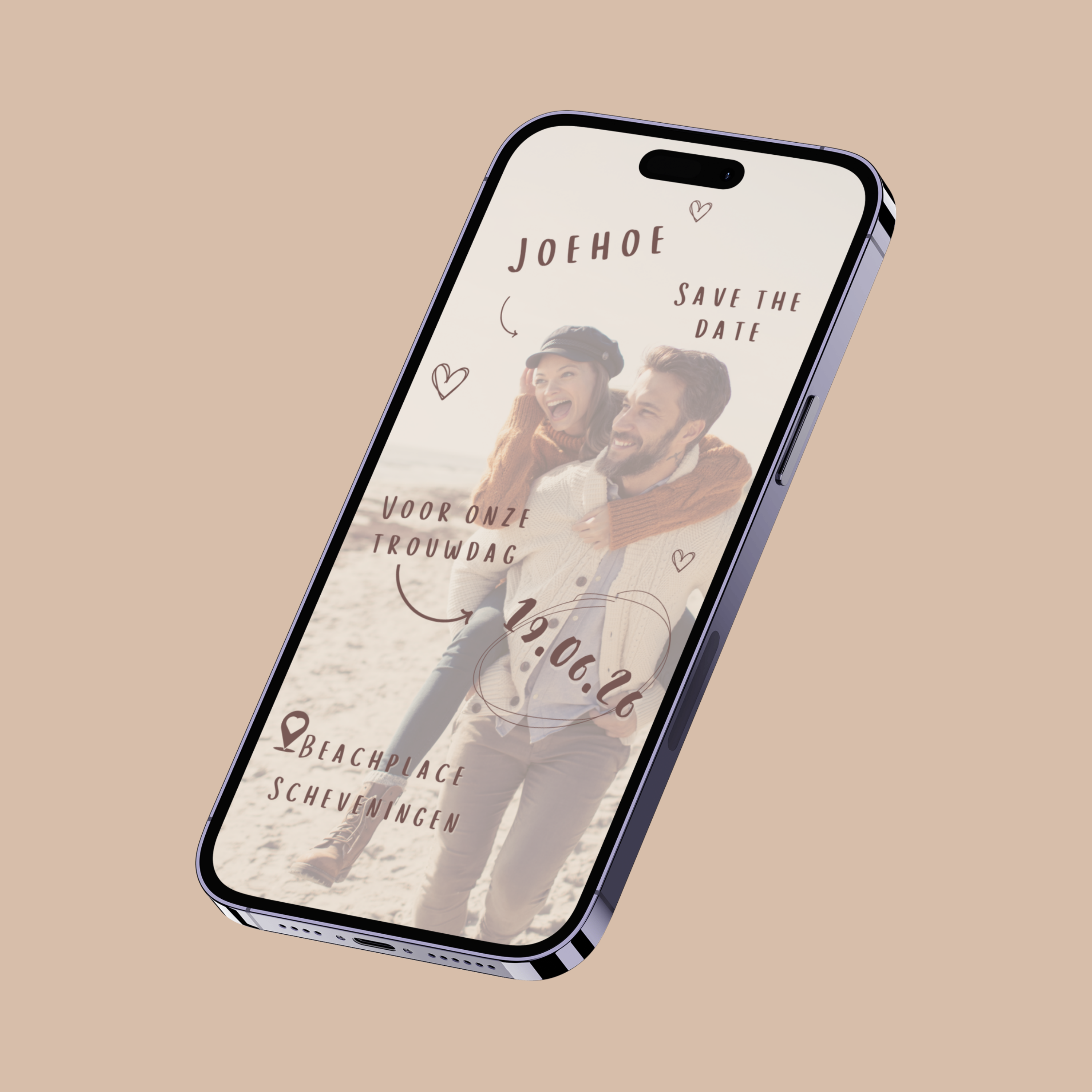 Save the Date Kaart Aesthetic, Boho en Doodle stijl