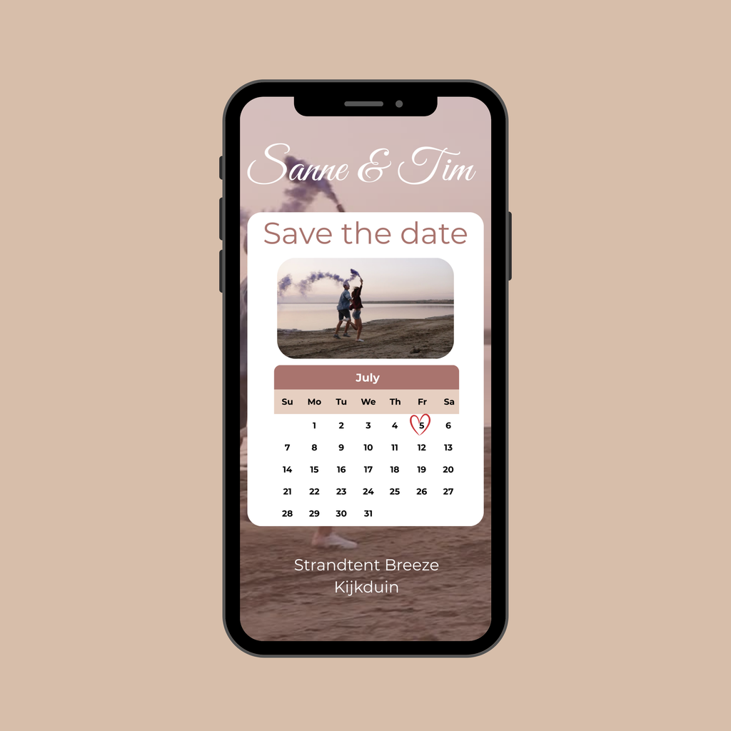 Save the Date Kaart, Digitale Boho Stijl met Kalender & Video